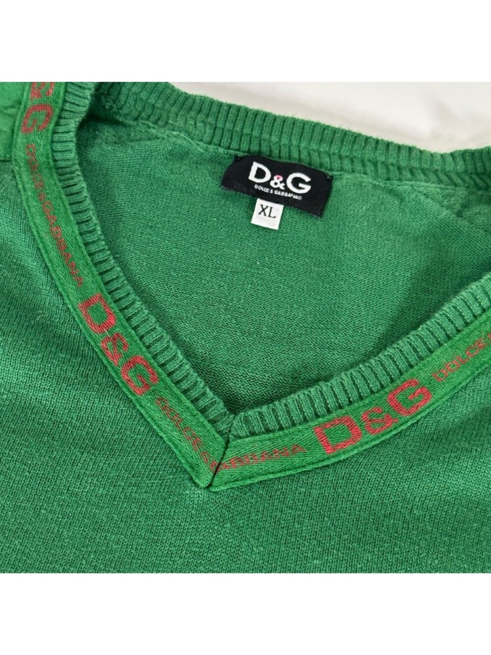 VTG D&G Dolce & Gabbana Cotton Knit V-neck Sweater Lightweight Pullover Mens XL - Picture 3 of 13